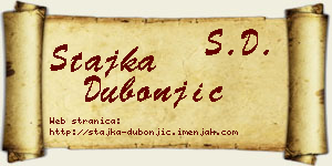 Stajka Dubonjić vizit kartica